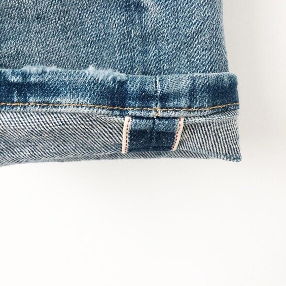 NWT Anthropologie The Selvedge Vintage Straight Jeans 27P $298 Blue Petite - Picture 7 of 9